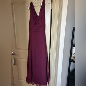 David’s Bridal Surplice Tank Long Chiffon Bridesmaid Dress - wine color,…